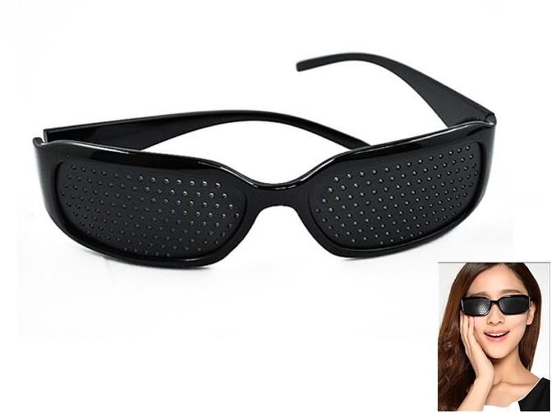 Black Unisex Vision Care Pin Hole Eye Glasses