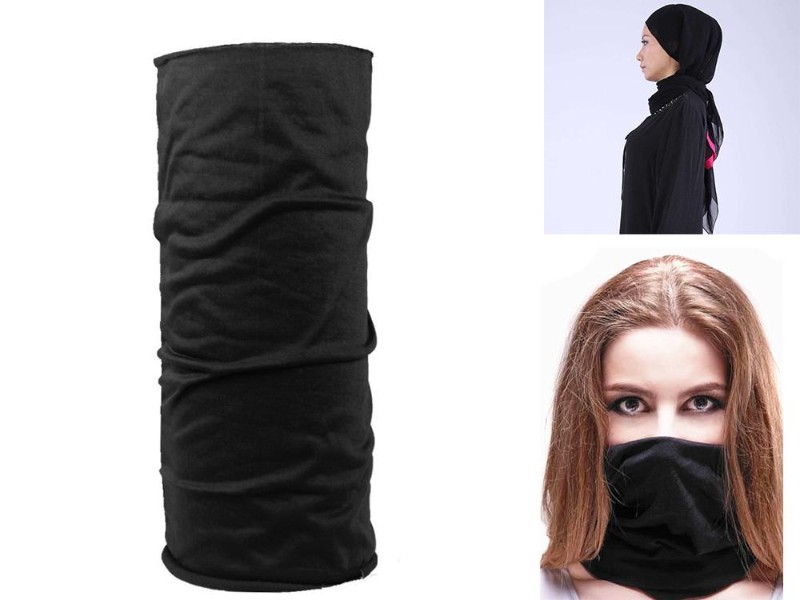 Black Unisex Polyester Headwear/ Scarf/ Face Mask