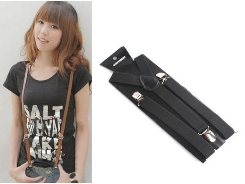 Mens Womens Clip-on Suspenders/Braces-Black&Y Shape