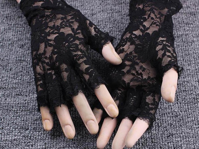 Beautiful Flower Printing Lace Gloves