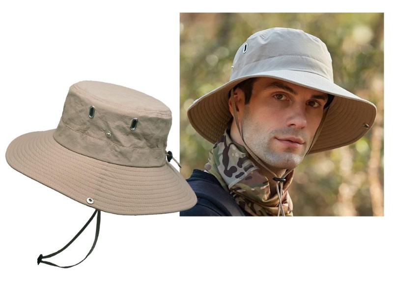 Men Sun Hat Wide Brim Bucket Hat Khaki
