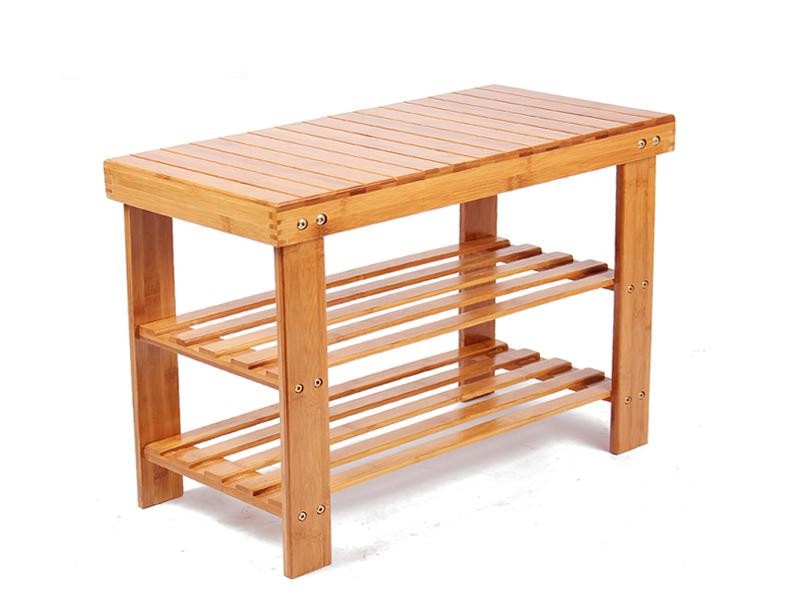 2 Tier Shoe Bench Rack Foot Stool - BAMBOO