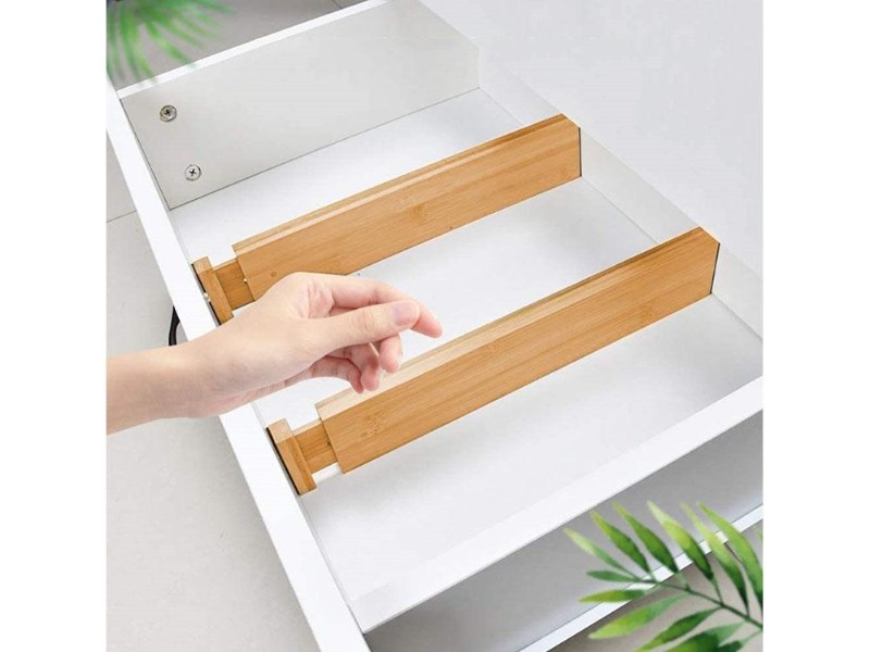 4pcs Drawer Divider Bamboo Adjustable Drawer Organizers