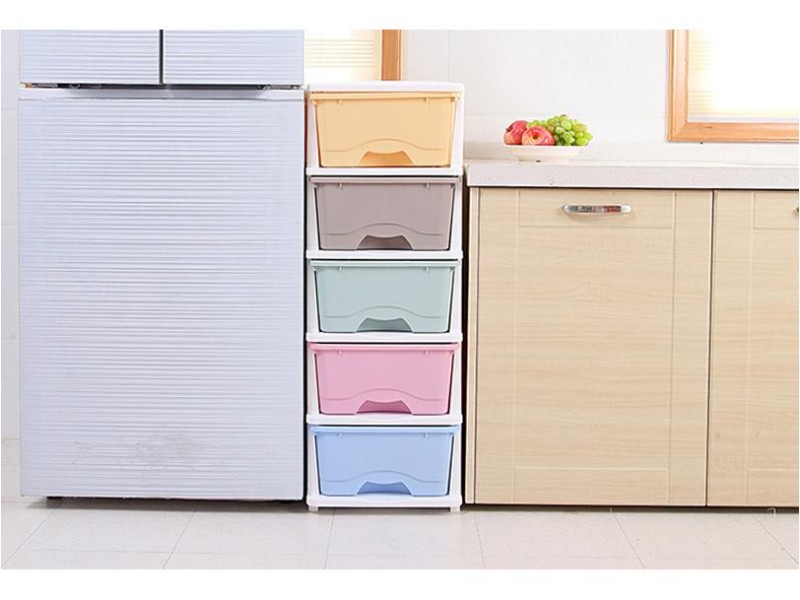 5pcs Multi Color Plastic Storage Organizer Cabinet