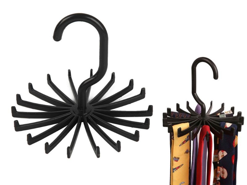 Black Magical Plastic Tie Hanger with 18 hooks