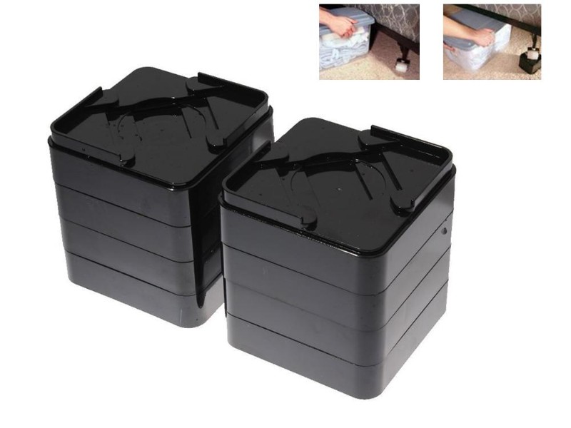 8pcs Black Cuboid Bed Riser