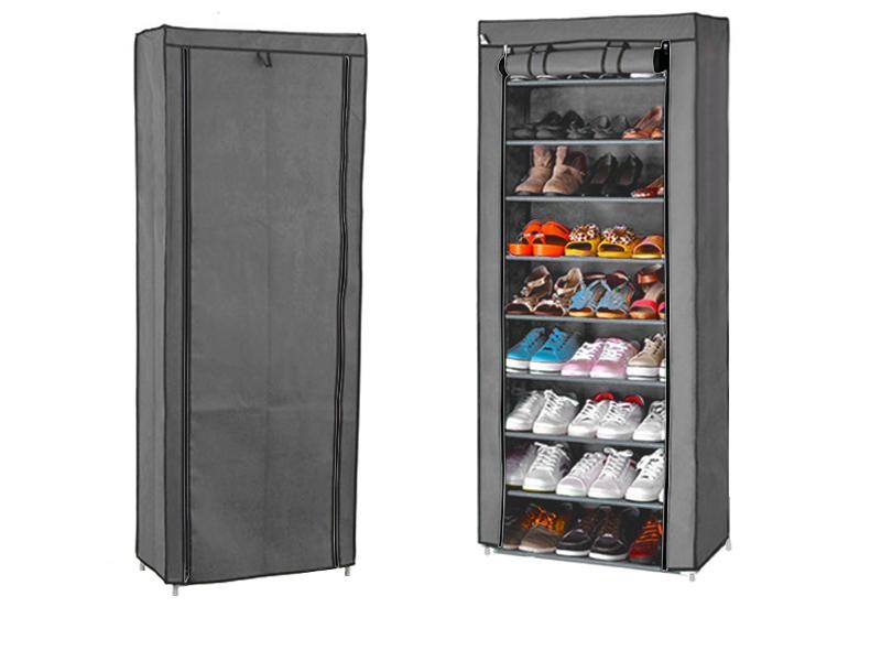 10 Layer Silver Grey Shoe Rack