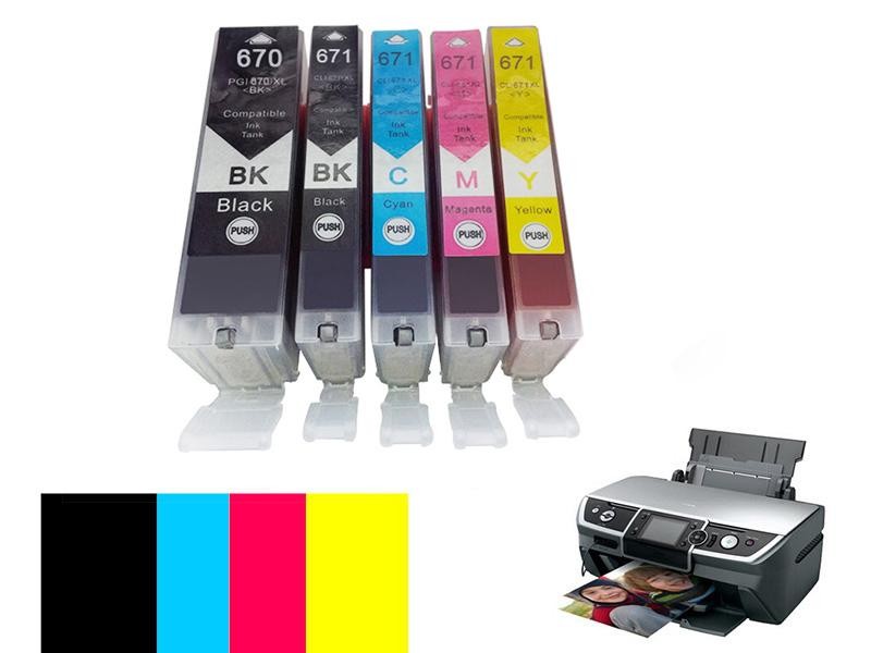 5PCS Ink Cartridges Compatible for Canon PGI-670 CLI-671