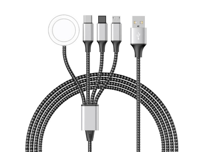 4-in-1 Multi Charging Cable for iPhone, USB-C, Micro & Watch