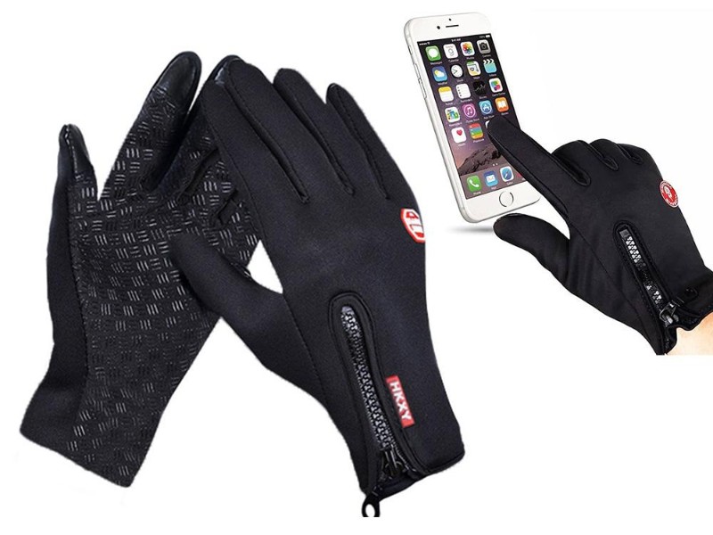 Touchscreen Cycling Gloves, XL, Windproof & Thermal, Black