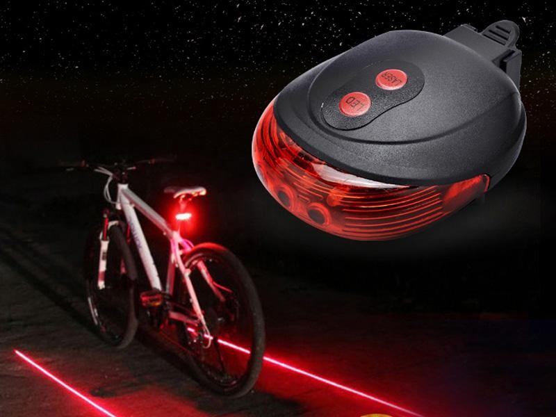 5-LED Bike Tail-light with Laser Lane Marker - 3 Modes