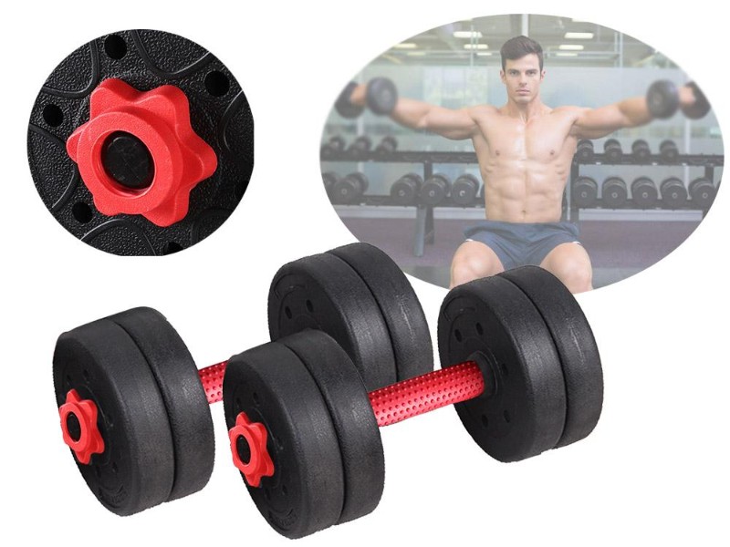 10kg Exercise Fitness Adjustable Rubber Weights Dumbbel (Black)