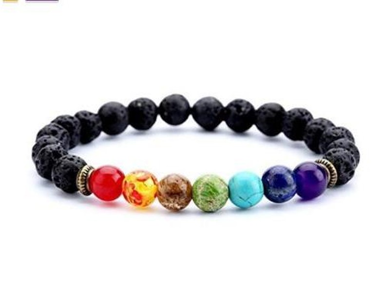 7 Chakra Lava Rock Bracelet Yoga Bracelet