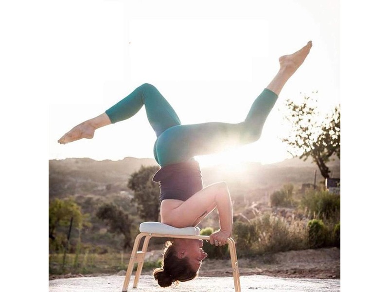 Wooden Headstand Bench Yoga Chair - White