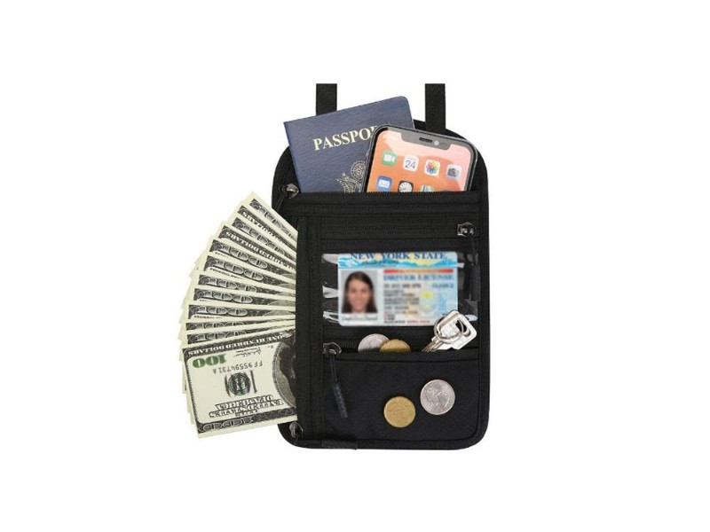 RFID Blocking Neck Passport Holder & Travel Wallet
