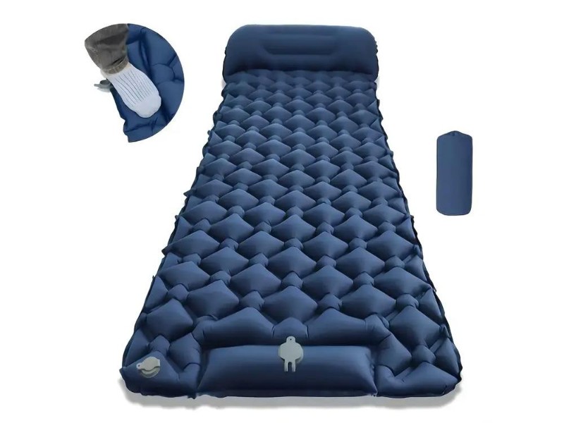 Ultralight Hiking Sleeping Pad w/Pump & Pillow Dark Blue