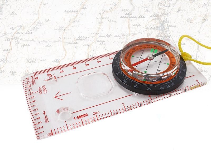 Outdoor Hiking Baseplate Compass with Ruler