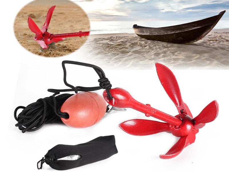 Foldable Kayak Canoe Anchor Kit with Rope/Buoy/Storage Bag