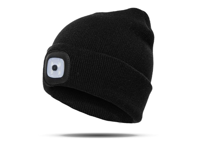 LED Headlight Beanie for Camping/ Hiking - Black