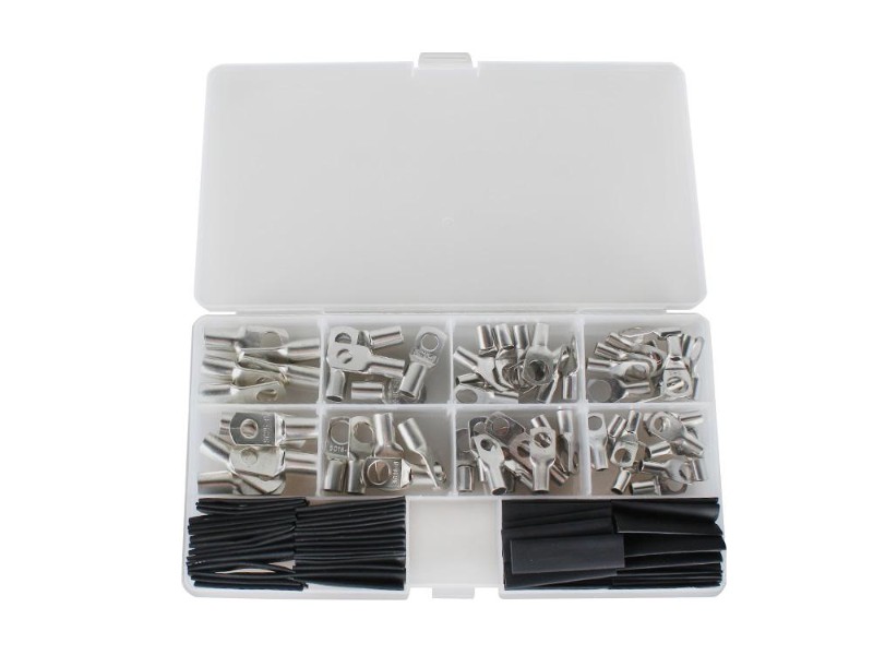 140Pcs Copper Wire Lugs Ring Terminal with Heat Shrink Set