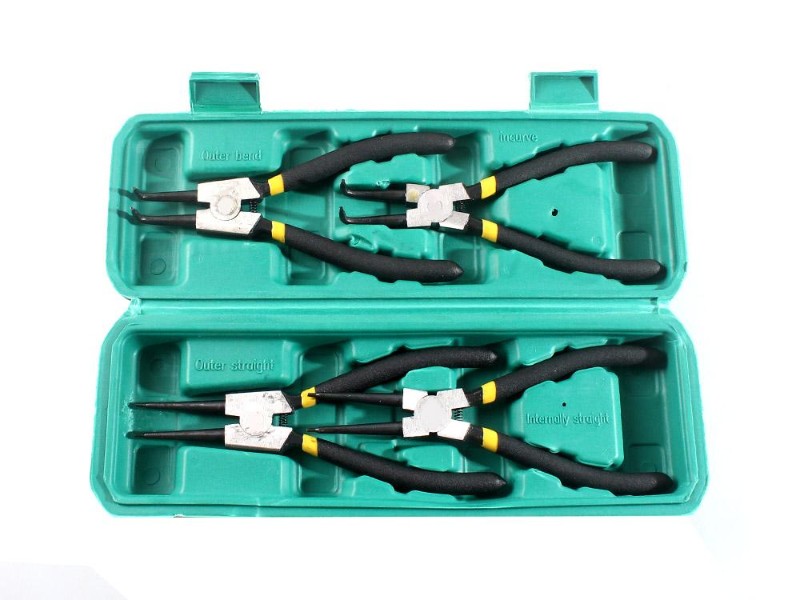 4pc Circlip & Snap Ring Pliers Set - 7" Internal/External & Case