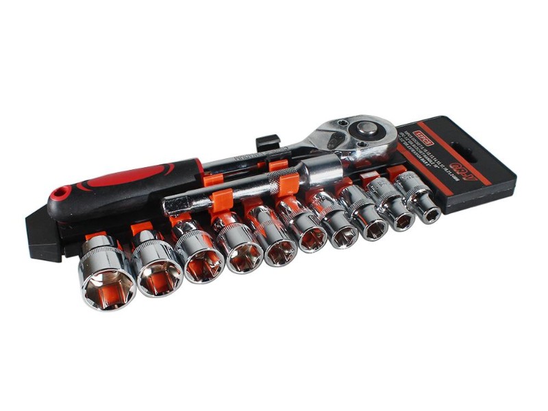 1/2" Drive Ratchet Socket Set, 12pc Metric 8-24mm