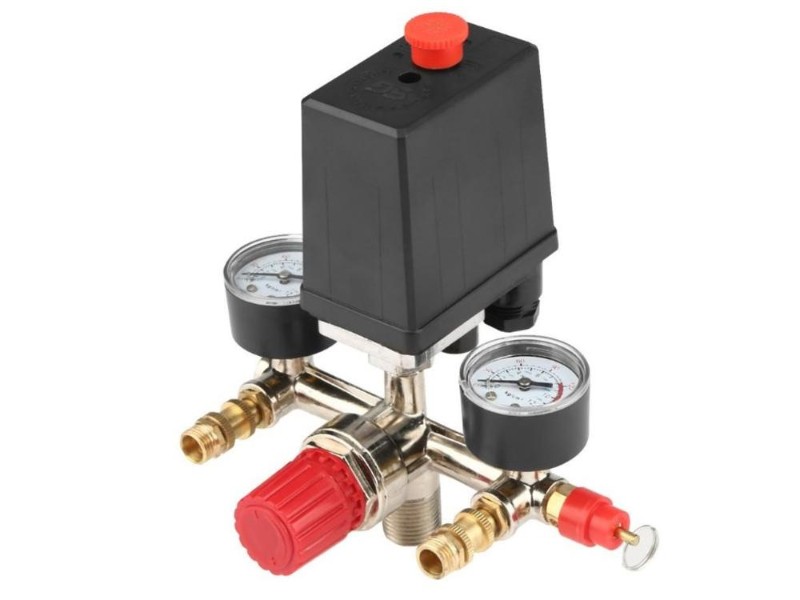 Air compressor pressure valve pressure switch manifold regulator
