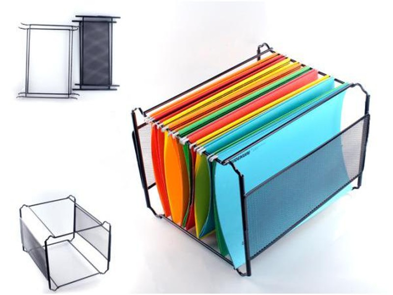 Suspension File Rack, Black Mesh A4 File Organizer