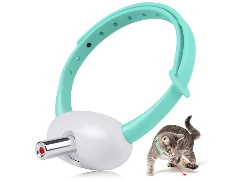 USB Rechargeable Cat Laser Collar Toy - Green, Adjustable