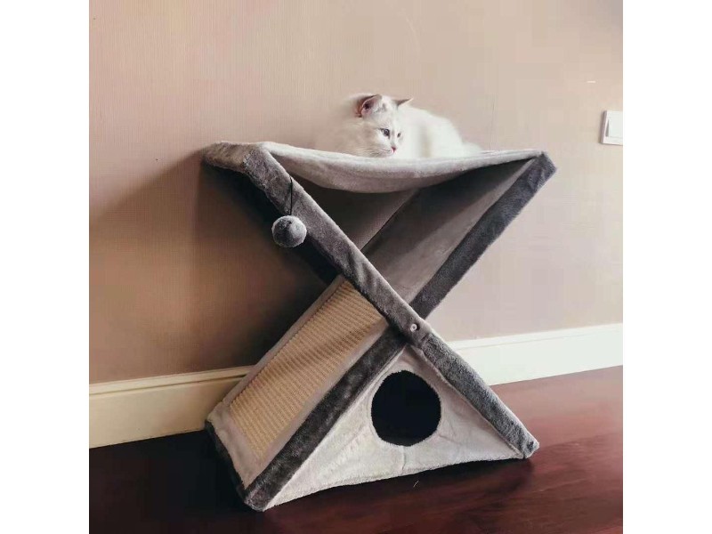 Folding X Shape Cat Scratcher Cat Tower