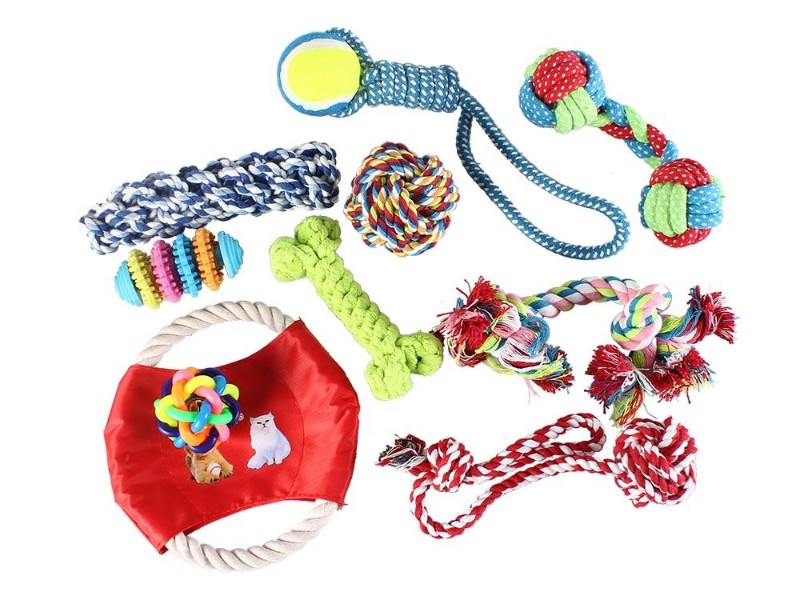 10-Pack Pet Dog Chew Toy Set Teething Training Play Toys
