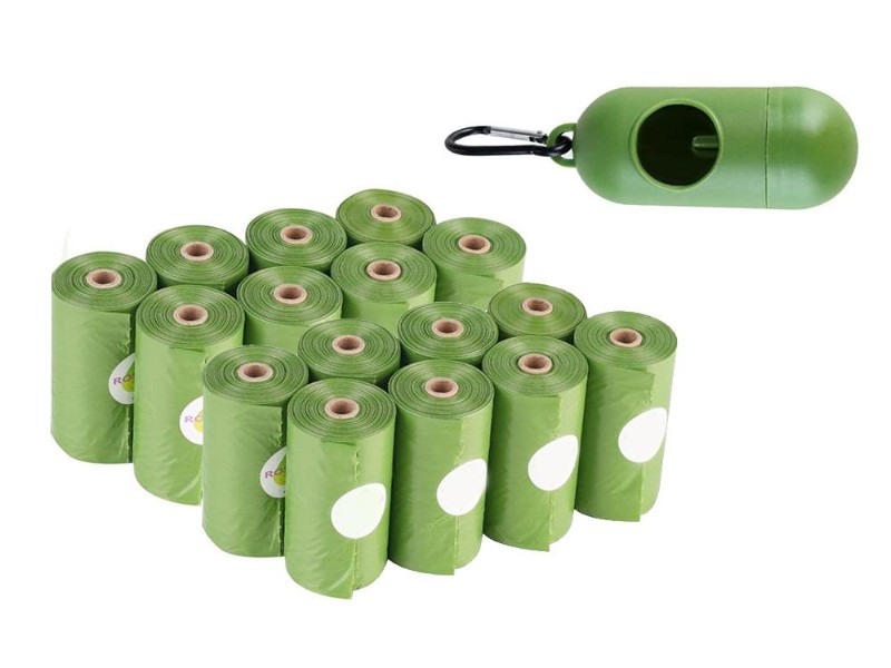 Lavender Scented Dog Poop Bags with Dispenser & Leash Clip