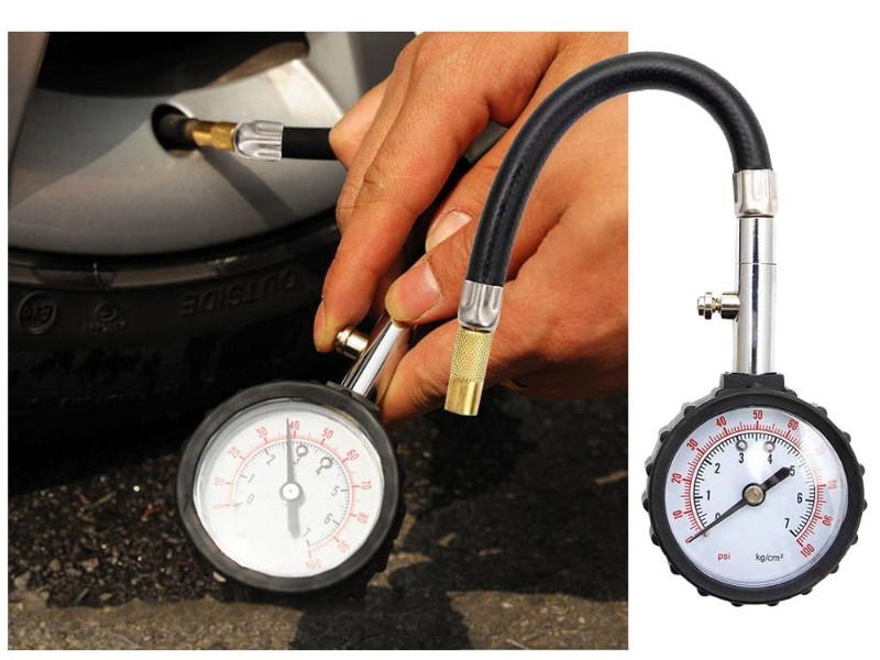 0-100 PSI Car Tyre Pressure Gauge with Hose & Dial