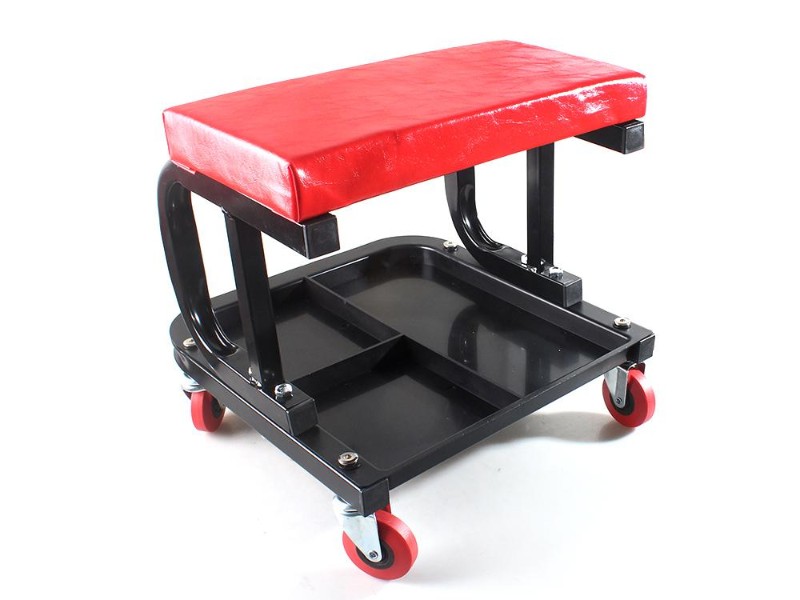 Garage Work Seat Repair Stool Swivel Workshop Chair w/ 4 Wheels