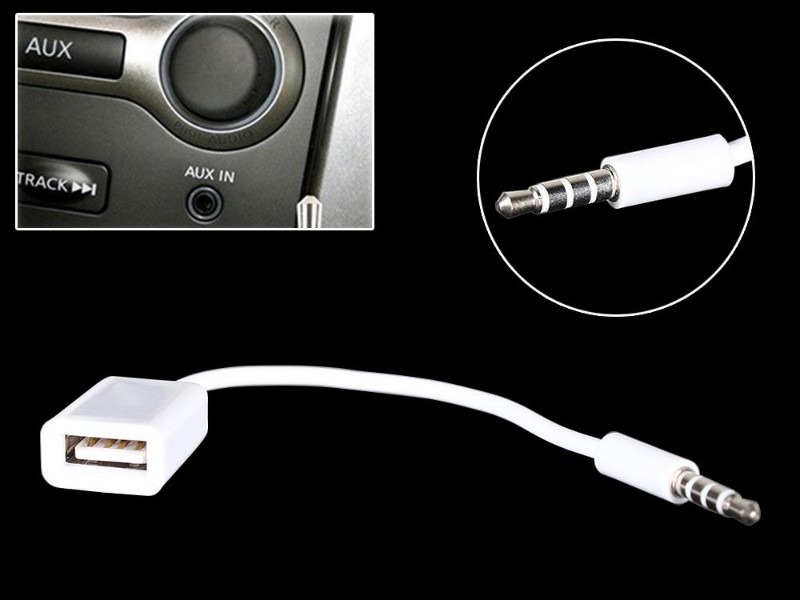 3.5mm Male AUX Audio to USB 2.0 Female Adapter Cable