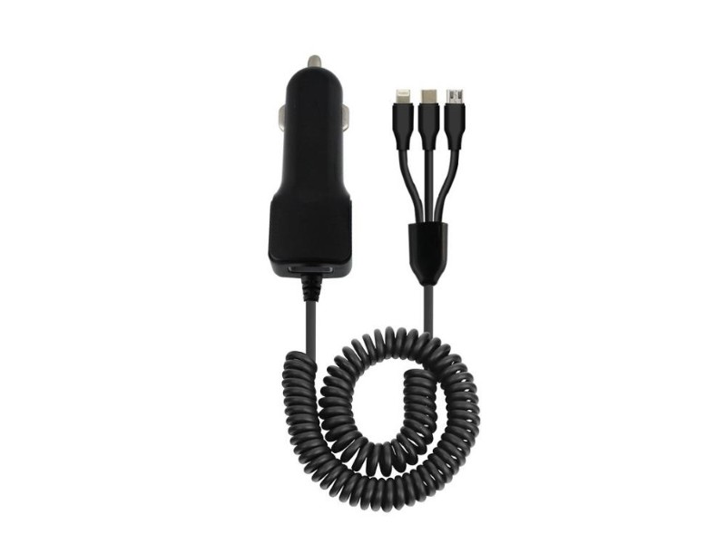 3-in-1 Car Charger - USB iPhone Android Type-C NZ