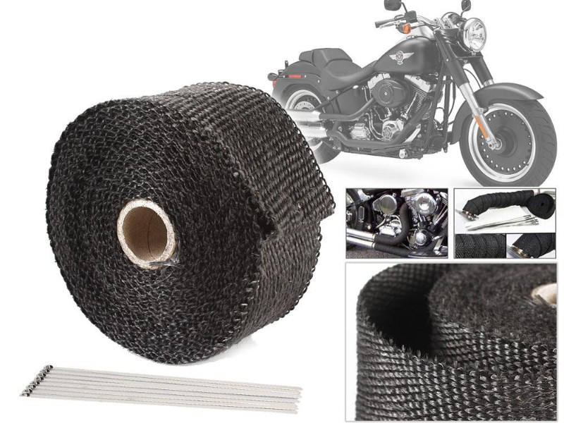 Black Exhaust Header Wrap Heat Resistant Insulating Pipe Wrap