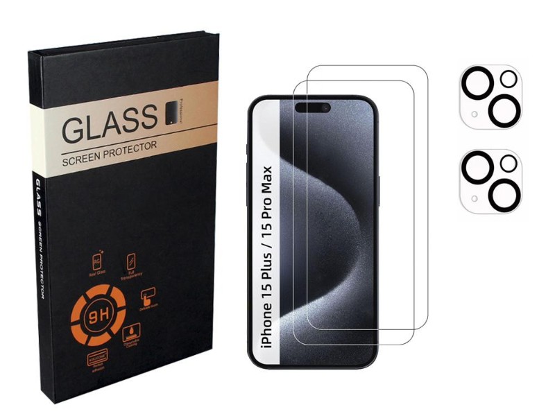 iPhone 15 Plus Tempered Glass Screen & Camera Lens Protector
