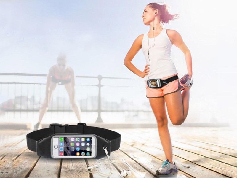 Adjustable Black Running Waist Bag for 4.7" Smartphones