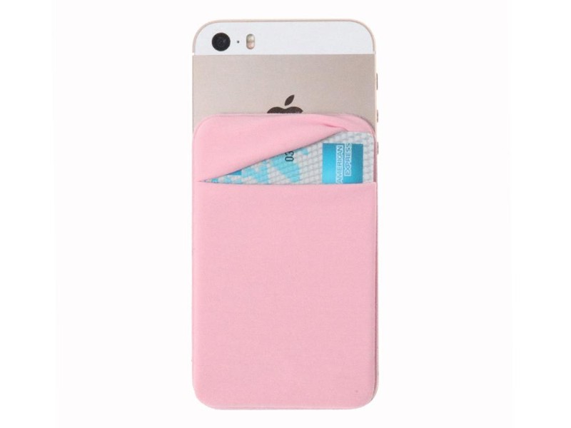 Pink Self Adhesive Credit Card Wallet for Smartphones