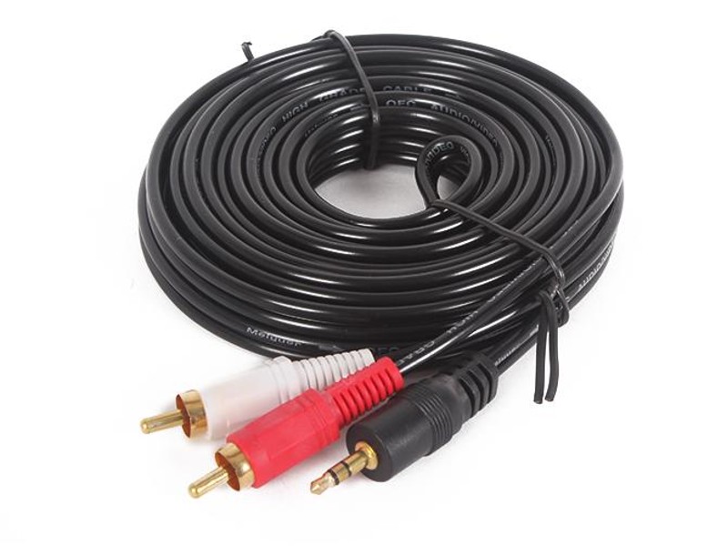 3.5 mm Stereo Plug to 2 RCA Male Audio Cable 5m