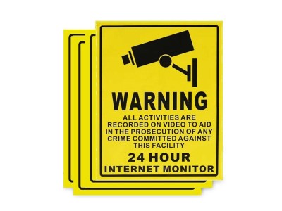 Warning CCTV Surveillance Security Camera Sticker 4PCS
