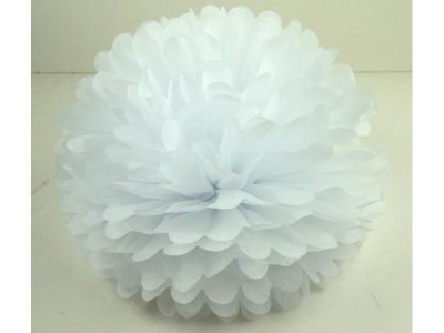 5 x White Tissue Paper Pom Pom Wedding Decoration