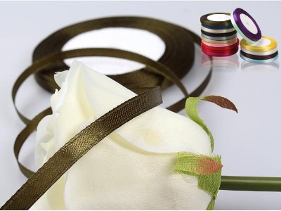 Satin Ribbon,Olivine 6mm(W) X 22.5m(L)