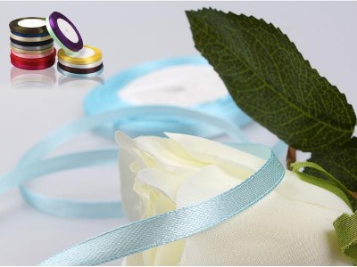 Satin Ribbon,Light Blue 6mm(W) X 22.5m(L)