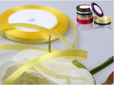 Satin Ribbon,Yellow 12mm(W) X 22.5m(L)