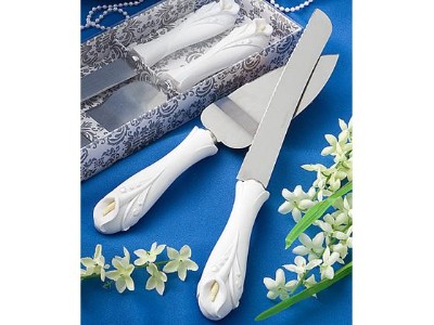Wedding Cake Knife & Server Set - Calla Lily