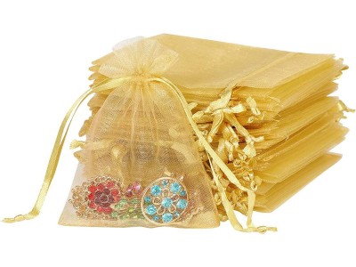 100PCS Golden Organza Bags 20x30cm