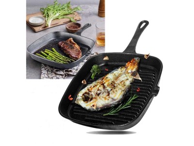 Cast Iron Steak Pan - Non-stick Skillet Grill Pan