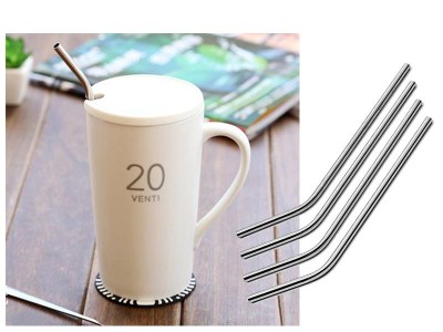 4pcs Stainless Steel Drinking Straws with Cleaning Brush